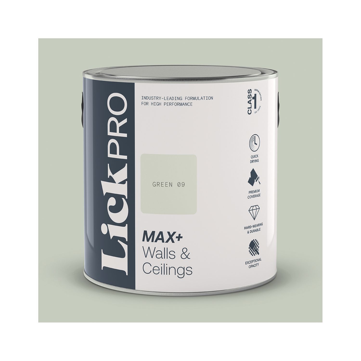LickPro Max+ 2.5Ltr Green 09 Matt Emulsion Paint (671JX)