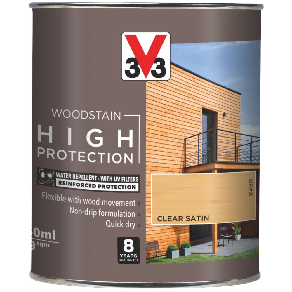 V33 750ml Clear Satin WaterBased Exterior Wood Stain Screwfix