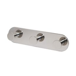 Eclipse 3-Hook Circular Coat Rail Polished Stainless Steel 191mm x 48mm