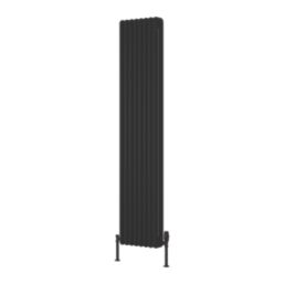 Reina 1800mm x 375mm 6574BTU Black Vertical 2 Column Radiator