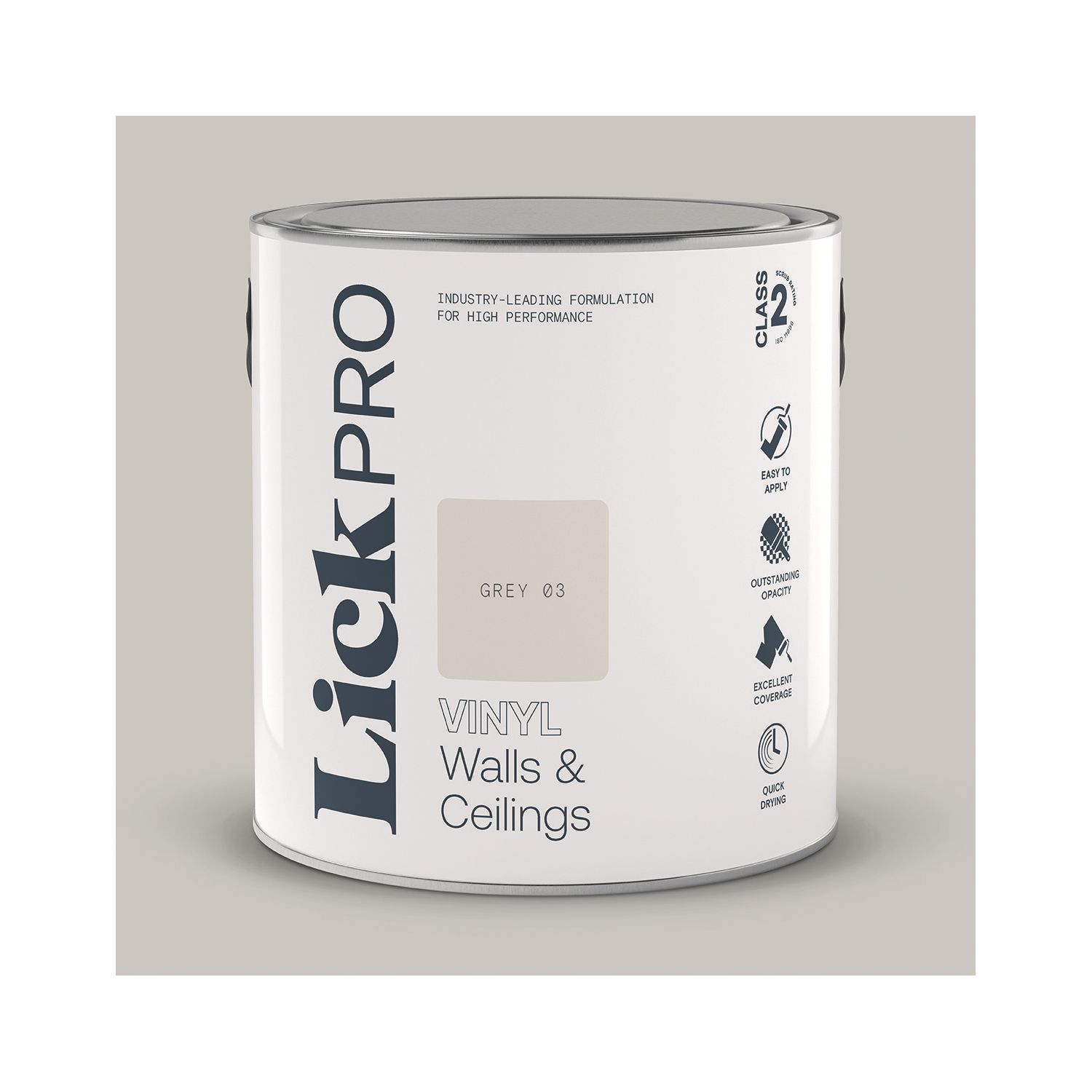 LickPro 2.5Ltr Grey 03 Vinyl Matt Emulsion Paint (671TM)