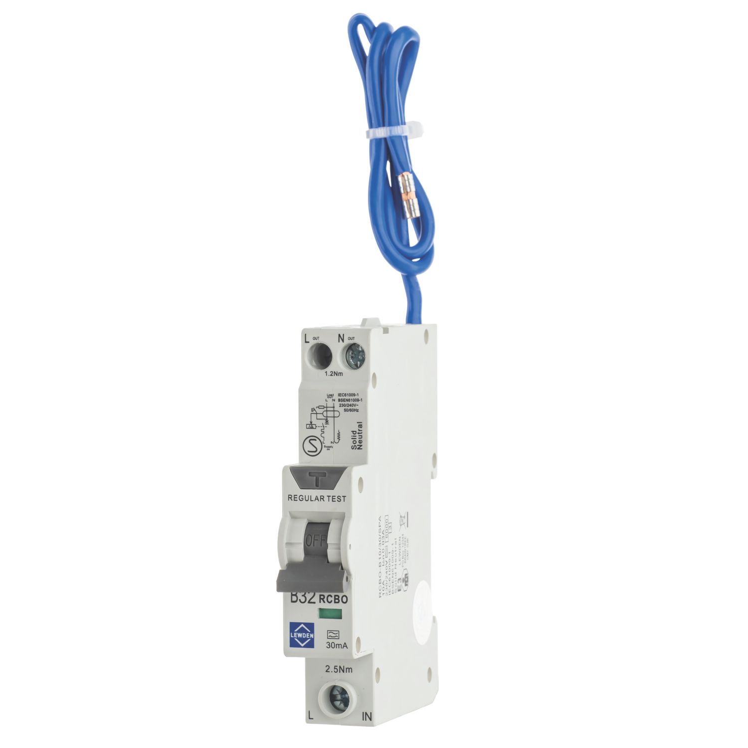 Lewden 32A 30mA Type A 1P+N B Curve RCBO (671TN)