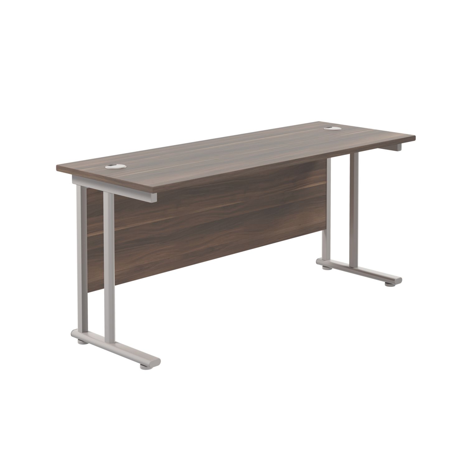 TC Group Aztec Twin Upright Rectangular Office Desk Dark Walnut/Silver 1600mm x 600mm (671TT)