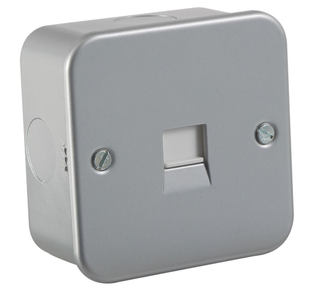 Knightsbridge Metal Clad Telephone Extension Socket Grey with White