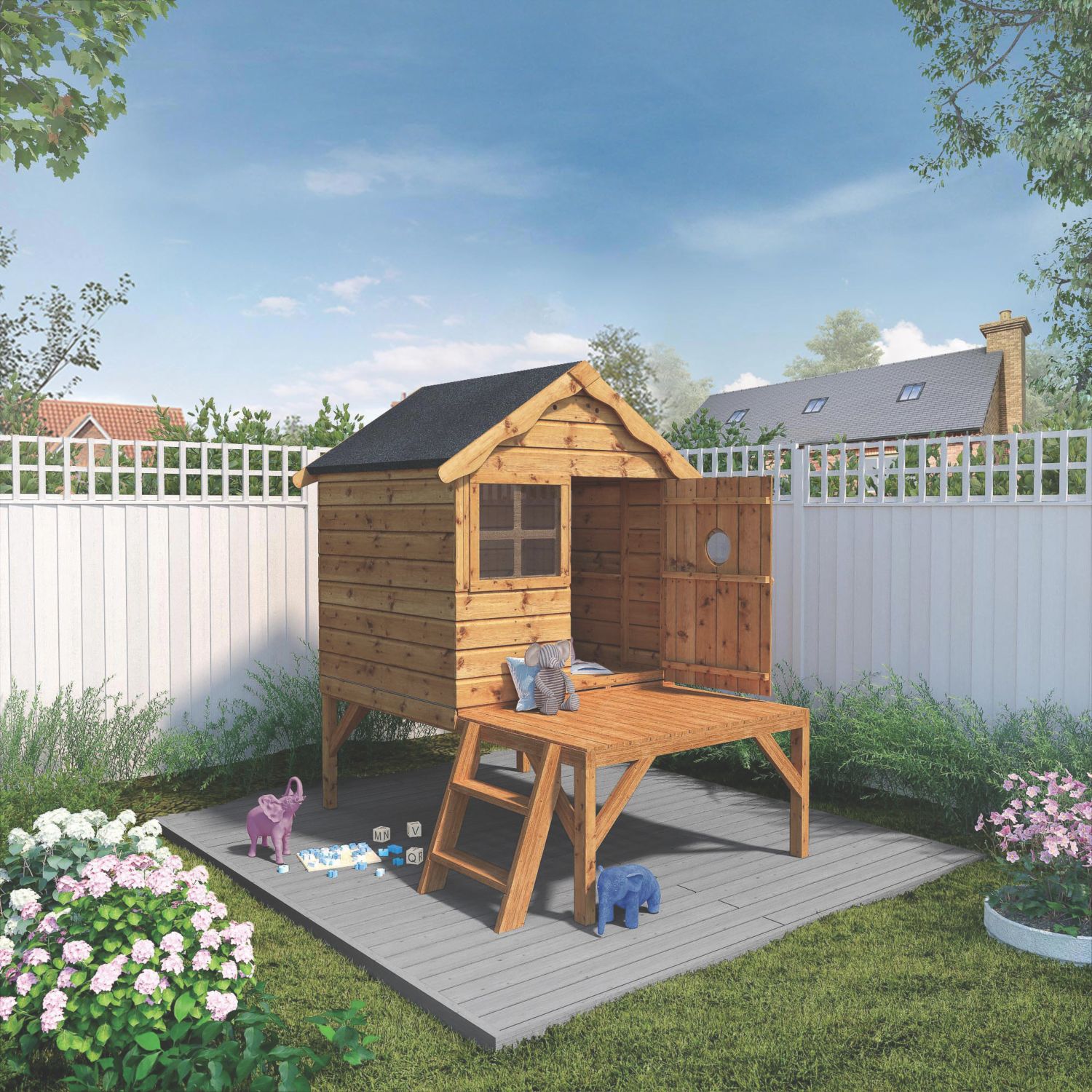 Mercia Snug 4' x 6' (Nominal) Timber Playhouse with Tower (671YL)