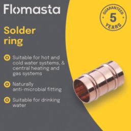 Flomasta  Copper Solder Ring Equal Couplers 22mm 2 Pack
