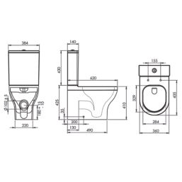 Brixton Soft-Close Close-Coupled Rimless Toilet Dual-Flush 6/4Ltr