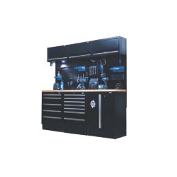 Bunker  Black 14 Piece Modular Storage Set with Hardwood Worktop