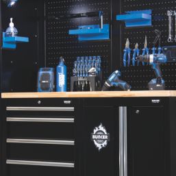Bunker  Black 14 Piece Modular Storage Set with Hardwood Worktop