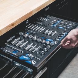 Bunker  Black 14 Piece Modular Storage Set with Hardwood Worktop
