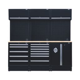 Bunker  Black 14 Piece Modular Storage Set with Hardwood Worktop