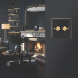 Varilight V-Pro 2-Gang 2-Way LED Dimmer Switch  Georgian Black with Colour-Matched Inserts
