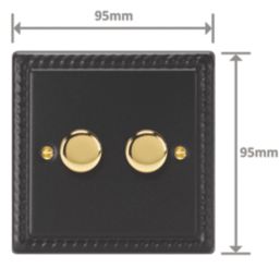Varilight V-Pro 2-Gang 2-Way LED Dimmer Switch  Georgian Black with Colour-Matched Inserts