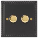 Varilight V-Pro 2-Gang 2-Way LED Dimmer Switch  Georgian Black with Colour-Matched Inserts