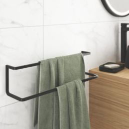 Elland Double Towel Rail Black 600mm x 136mm x 136mm