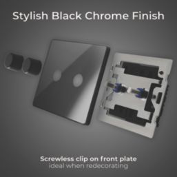 British General Evolve 2-Gang 2-Way LED Trailing Edge Double Push Dimmer with Rotary Control  Black Chrome