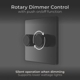 British General Evolve 2-Gang 2-Way LED Trailing Edge Double Push Dimmer with Rotary Control  Black Chrome