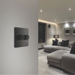 British General Evolve 2-Gang 2-Way LED Trailing Edge Double Push Dimmer with Rotary Control  Black Chrome