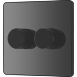 British General Evolve 2-Gang 2-Way LED Trailing Edge Double Push Dimmer with Rotary Control  Black Chrome