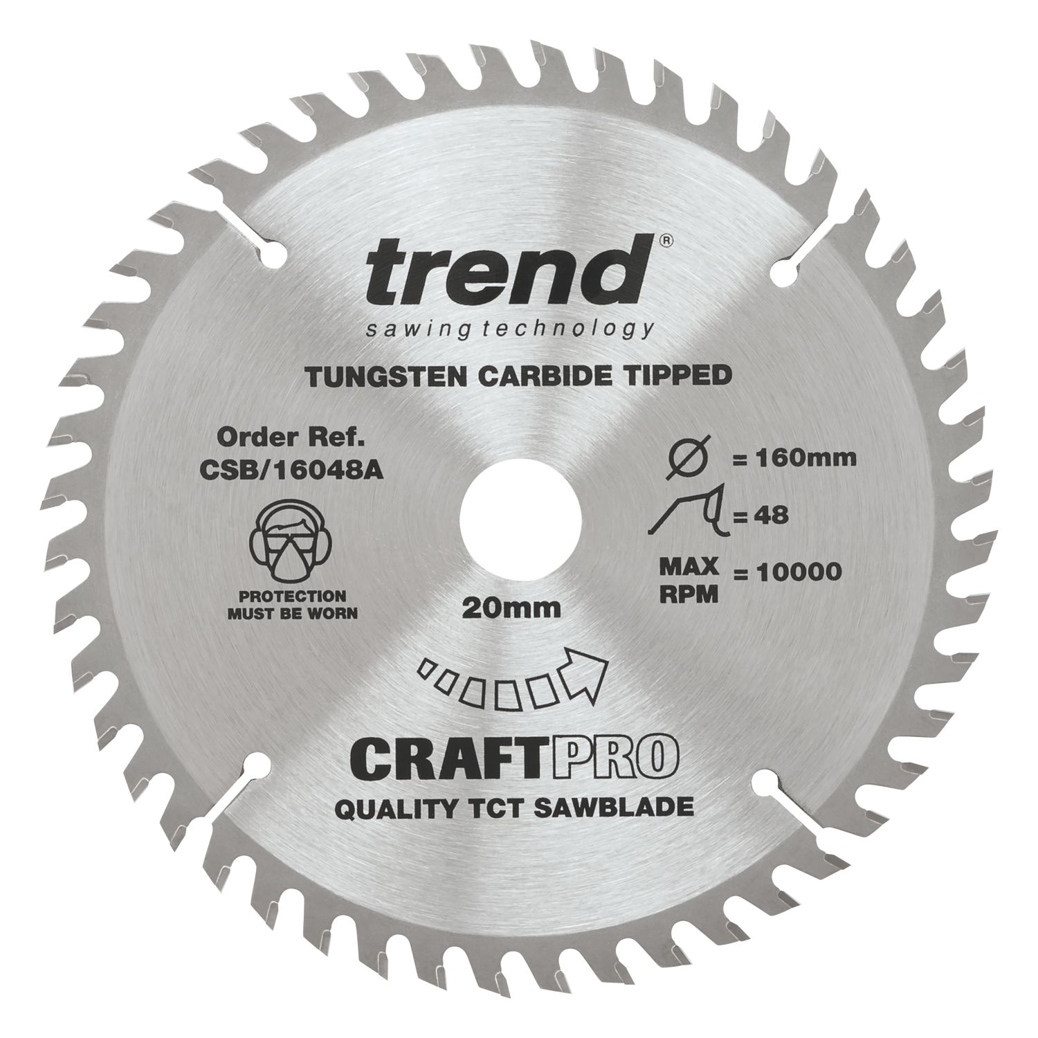 Trend CSB/16048A Wood Plunge Saw Blade 160mm x 20mm 48T (672XG)