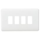 Knightsbridge Curved Edge 4-Module Grid Faceplate White