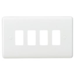 Knightsbridge Curved Edge 4-Module Grid Faceplate White