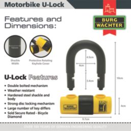 Burg-Wachter  Motorbike Heavy Duty D Padlock 9.7cm x 10cm