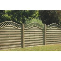 Forest Prague  Lattice Curved Top Fence Panels Natural Timber 6' x 6' Pack of 3