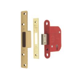 ERA Fire Rated  Brass Effect BS 5-Lever Mortice Deadlock 64mm Case - 44mm Backset