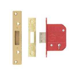 ERA Fire Rated  Brass Effect BS 5-Lever Mortice Deadlock 64mm Case - 44mm Backset