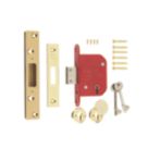 ERA Fire Rated  Brass Effect BS 5-Lever Mortice Deadlock 64mm Case - 44mm Backset