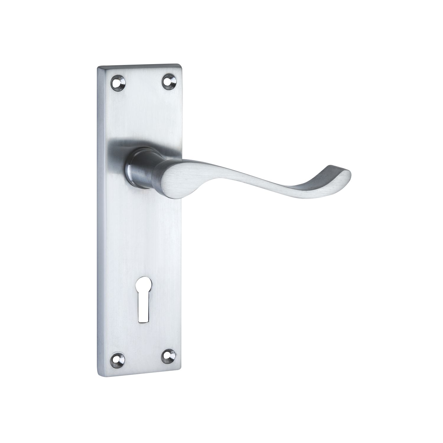 Smith & Locke Fire Rated Lock Door Handles Pair Satin Chrome (6739P)