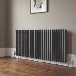 Flomasta 600mm x 1190mm 4175BTU Black Horizontal 2 Column Radiator
