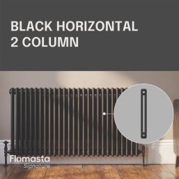 Flomasta 600mm x 1190mm 4175BTU Black Horizontal 2 Column Radiator