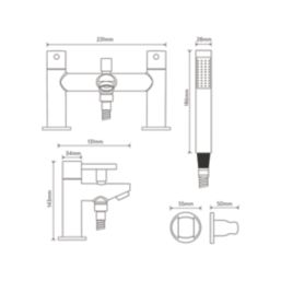 Aqualisa Uptown Chrome 143mm Deck Mounted Dual Control Manual Shower Mixer Tap