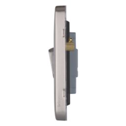 Schneider Electric Lisse Deco 10AX 1-Gang 2-Way Light Switch  Brushed Stainless Steel with Black Inserts
