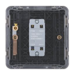 Schneider Electric Lisse Deco 10AX 1-Gang 2-Way Light Switch  Brushed Stainless Steel with Black Inserts