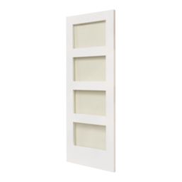 4-Clear Light Primed White Wooden Shaker Internal Door 1981mm x 686mm