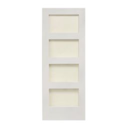 4-Clear Light Primed White Wooden Shaker Internal Door 1981mm x 686mm