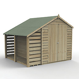 Forest 4Life 8' 6" x 8' (Nominal) Apex Overlap Timber Shed with Lean-To & Assembly