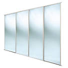 Spacepro Classic 4-Door Sliding Wardrobe Door Kit Cashmere Frame Mirror Panel 2370mm x 2260mm