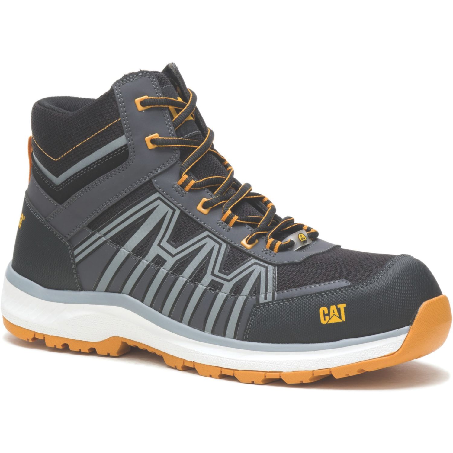 CAT Charge Hiker Size 8 Black/Orange Water-Resistant Safety Boots (673KE)