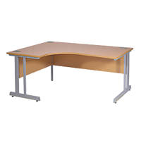 Nautilus Designs Aspire Left-Hand Corner Ergonomic Desk Oak /Silver  1600 x 730mm
