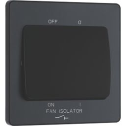 British General Evolve 10A 1-Gang 3-Pole Fan Isolator Switch Grey  with Black Inserts