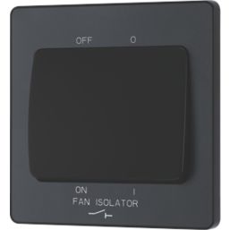British General Evolve 10A 1-Gang 3-Pole Fan Isolator Switch Grey  with Black Inserts