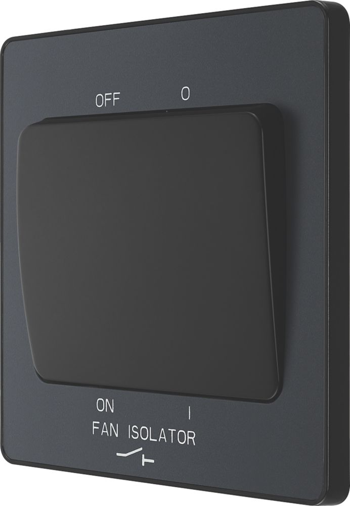 British General Evolve 10A 1-Gang 3-Pole Fan Isolator Switch Grey  with Black Inserts