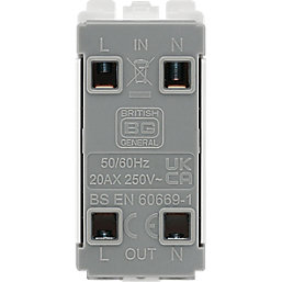 British General Nexus 800 Grid 20A Grid DP 'Fan' Printed Switch White