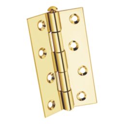 Smith & Locke Polished Brass  Door Hinge 90mm x 57mm 2 Pack