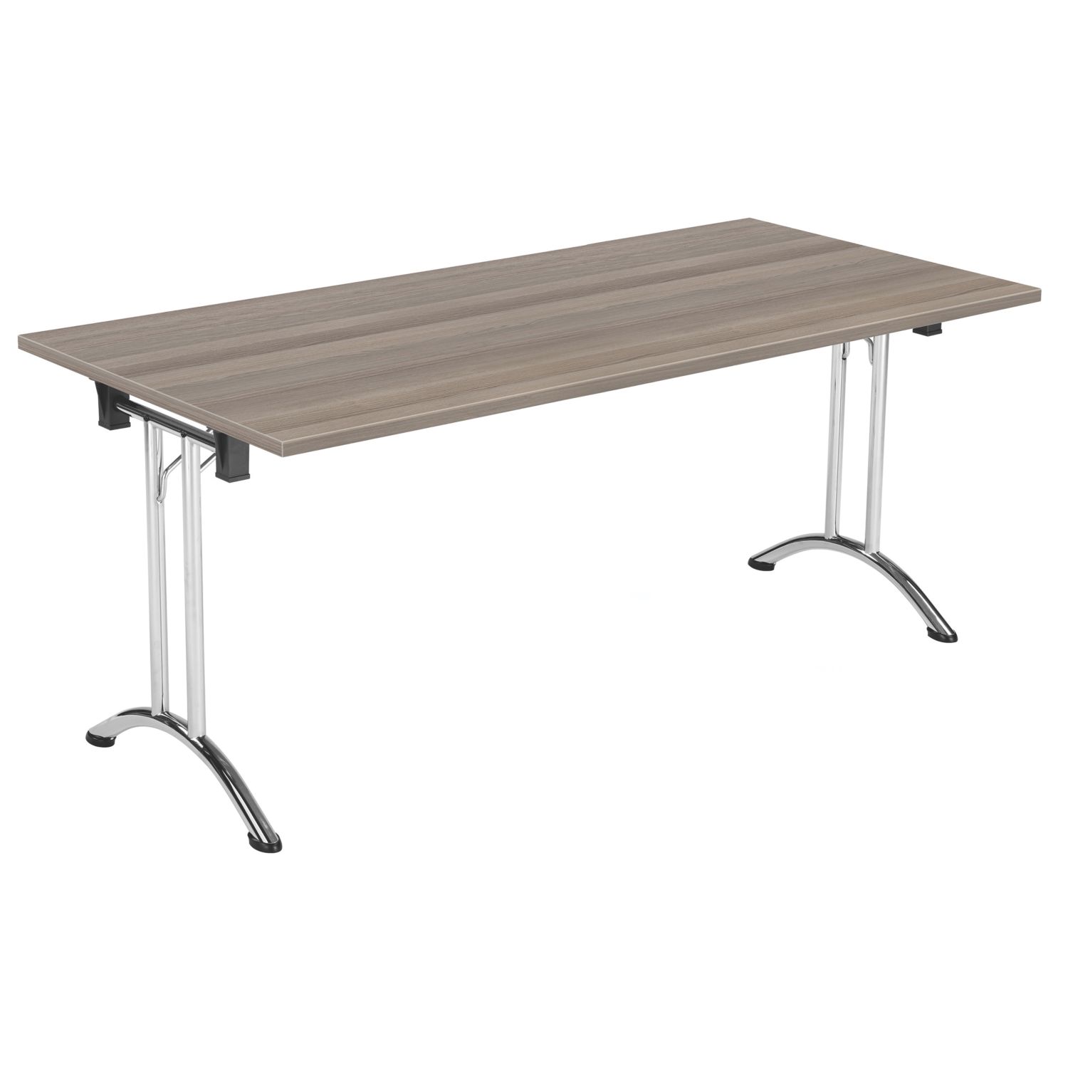 TC Group One Union Rectangular Folding Table Grey Oak/Chrome 1600mm x 700mm (673TT)