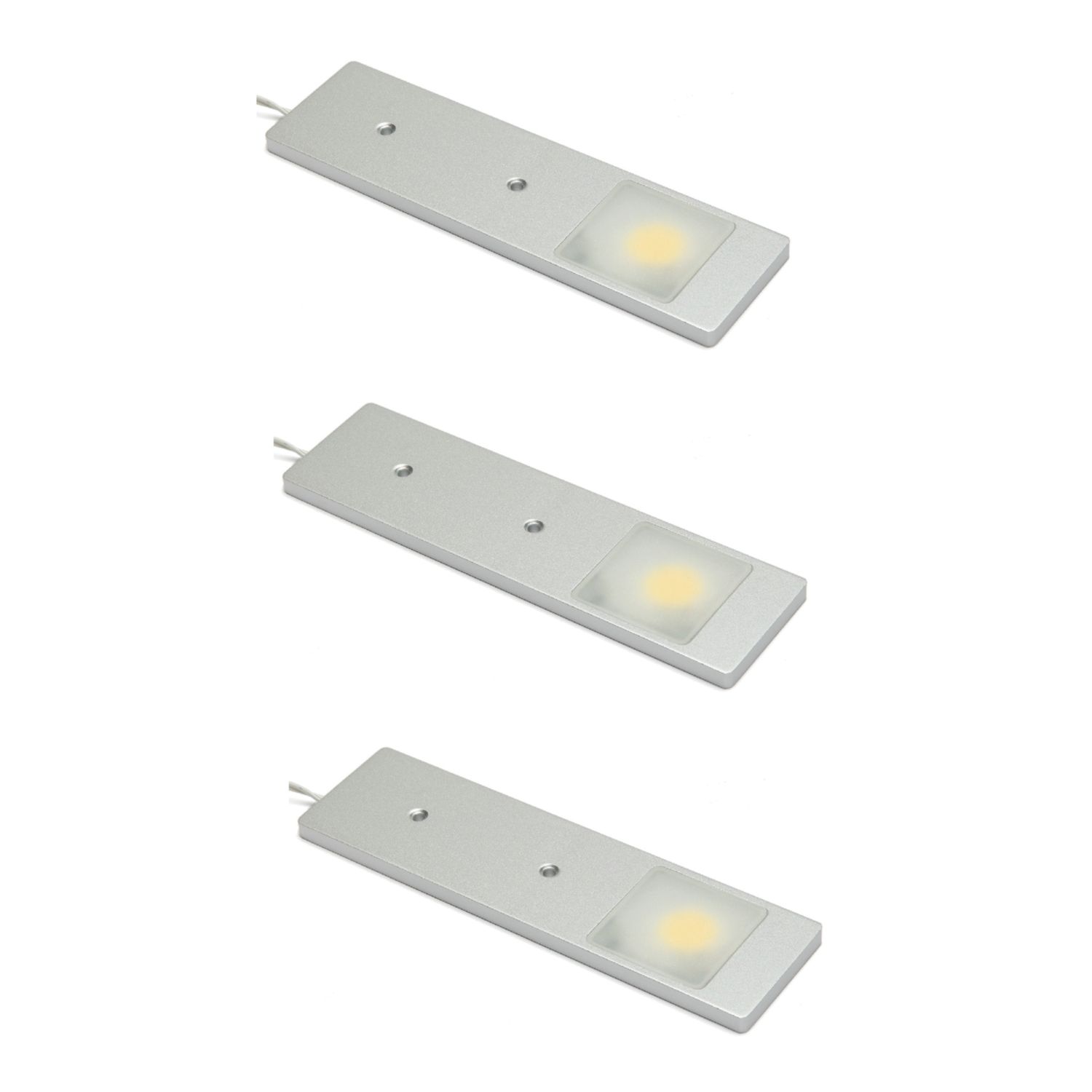 VEW Nova Rectangular LED Ultra-Thin Cabinet Light Aluminium 3.5W 270lm 3 Pack (673TW)